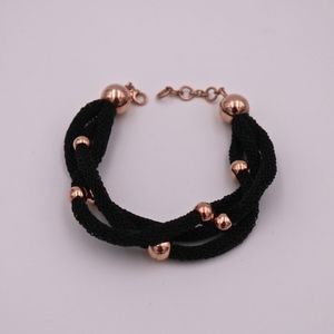 A&M Black Mesh Bracelet w/R.Gold Metal Balls